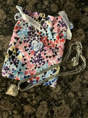 Brighton Silver Heart Necklace with Multicolor Heart Pouch